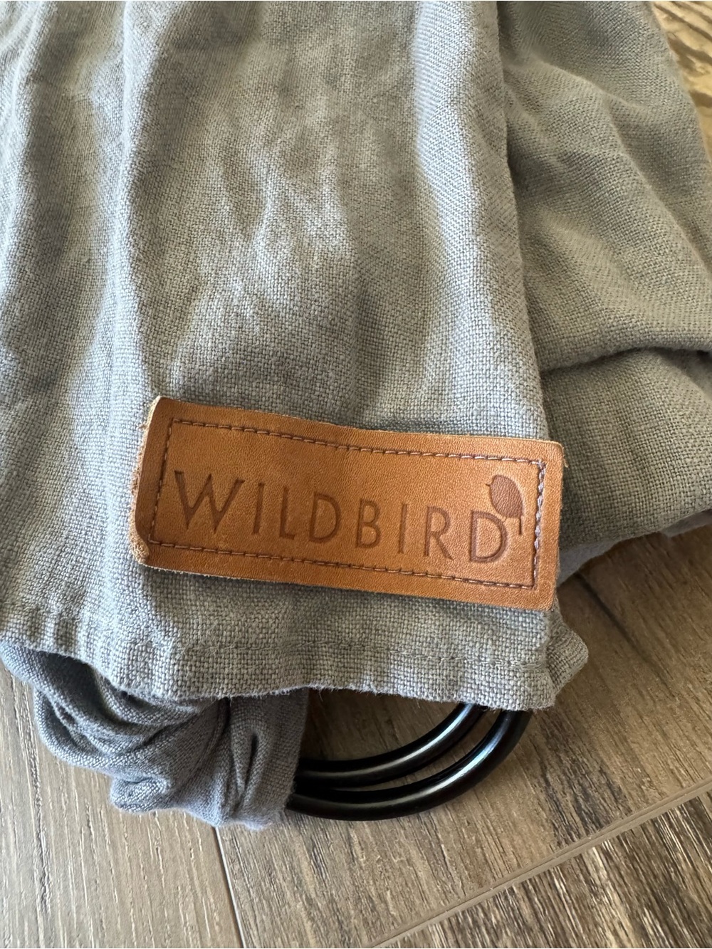 WildBird Light Gray Ring Sling with Tan Leather Logo Patch